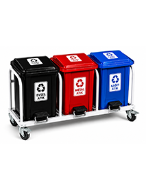 BAK 121 Metal Tabanlı Pedallı Üçlü Ayrışım Kovası 30 Lt