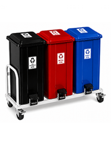BAK 133 Metal Tabanlı Pedallı Üçlü Ayrışım Kovası 75 Lt BAK 133 Metal Tabanlı Pedallı Üçlü Ayrışım Kovası 75 Lt