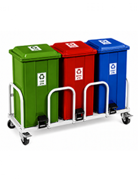 BAK 136 Metal Tabanlı Pedallı Üçlü Ayrışım Kovası 130 Lt