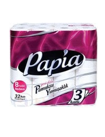 Papia Tuvalet Kağıdı 3 Katlı 32'li Papia Tuvalet Kağıdı 3 Katlı 32'li